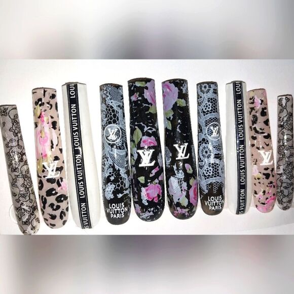 Hand crafted custom print 10pc 3xl acrylic press on nails sz Small - Picture 8 of 8